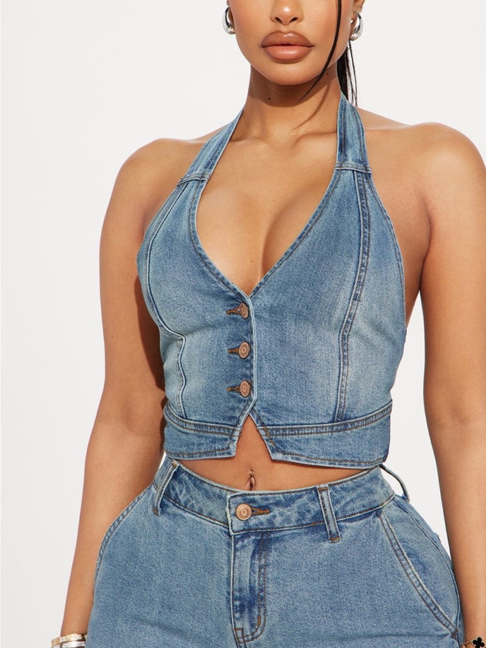 Fashion Nova Halter Denim Top